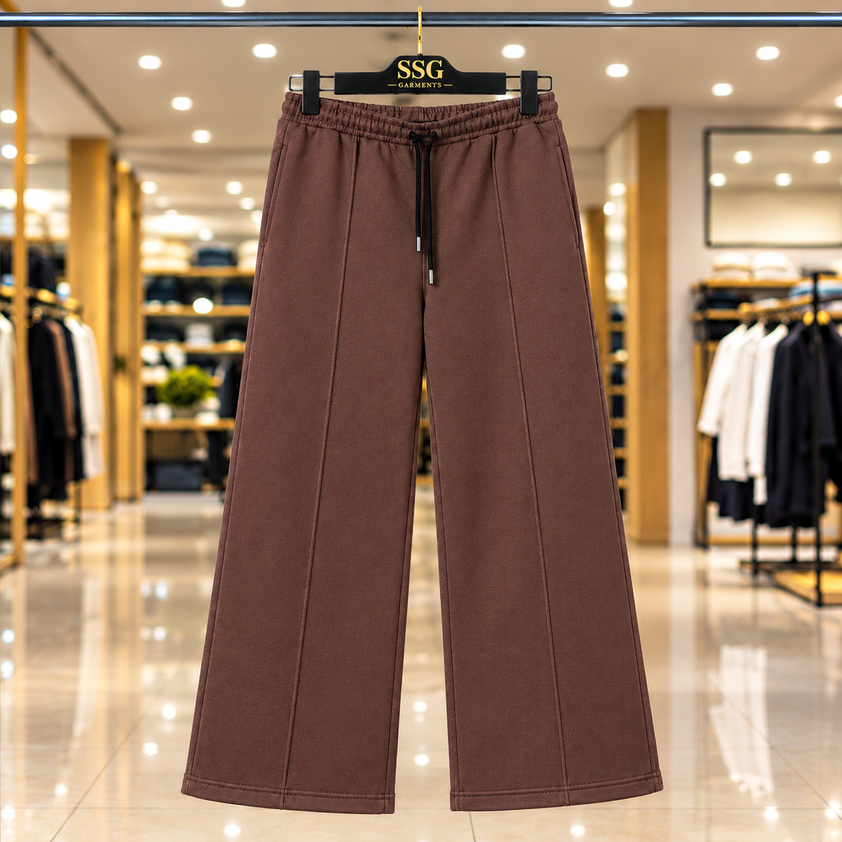 BROWN TERRY BAGGY-STYLE TROUSERS