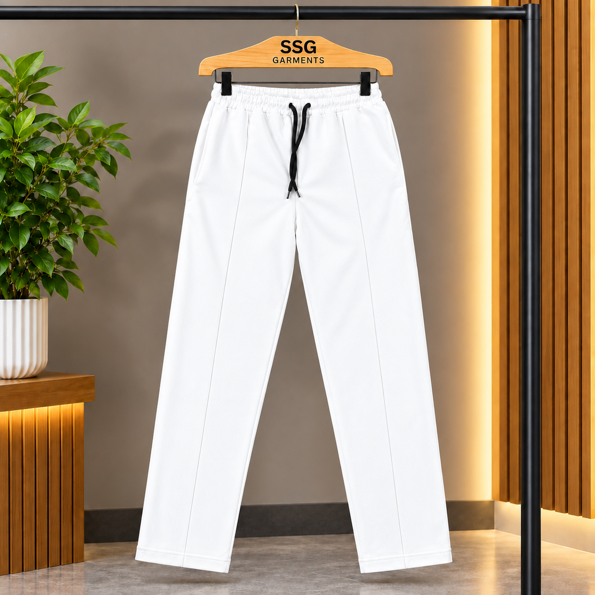 WHITE TERRY STATE-STYLE TROUSERS