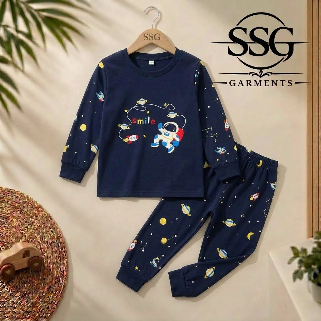 Blue Spaceship Full Sleeve Four Season Fabric