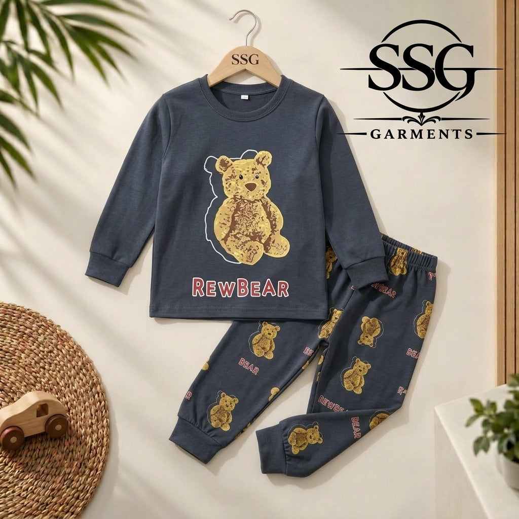 Grey & Yellow Bear Full Sleeve Four Season Fabric