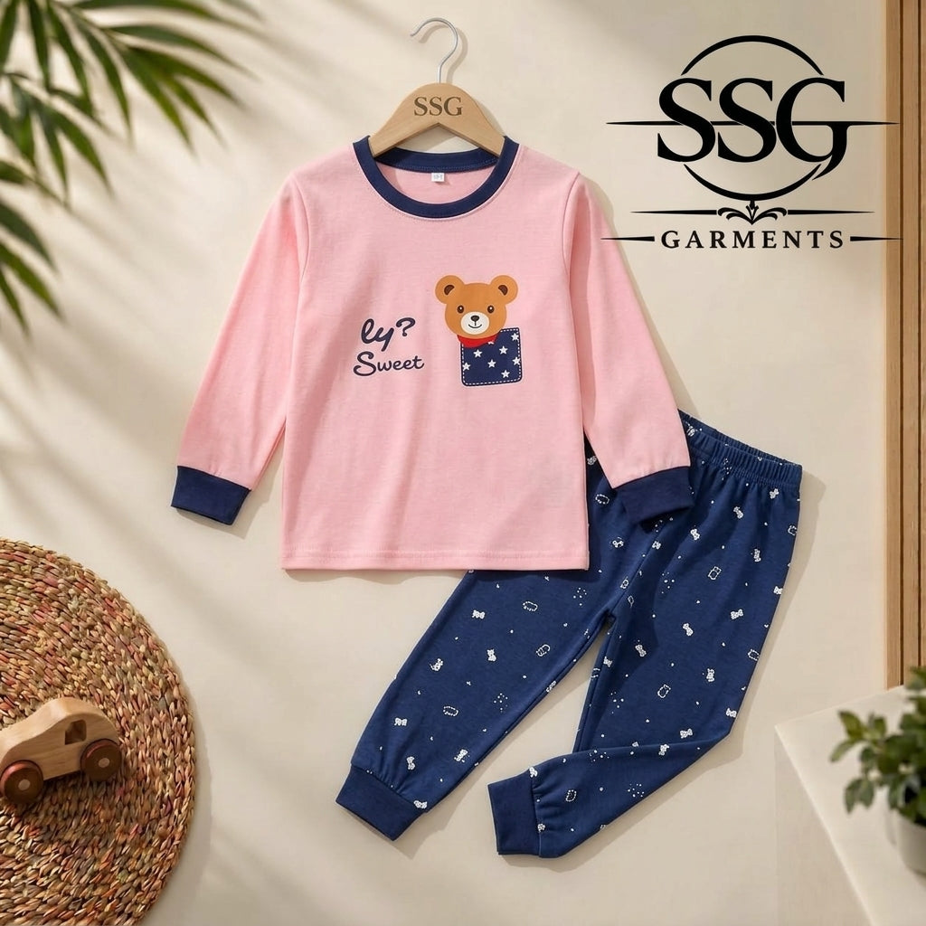 Pink & Blue Bear Full Sleeve Four Season Fabric